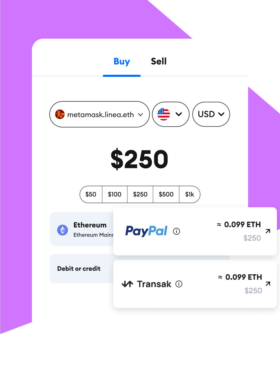MetaMask buy crypto flow